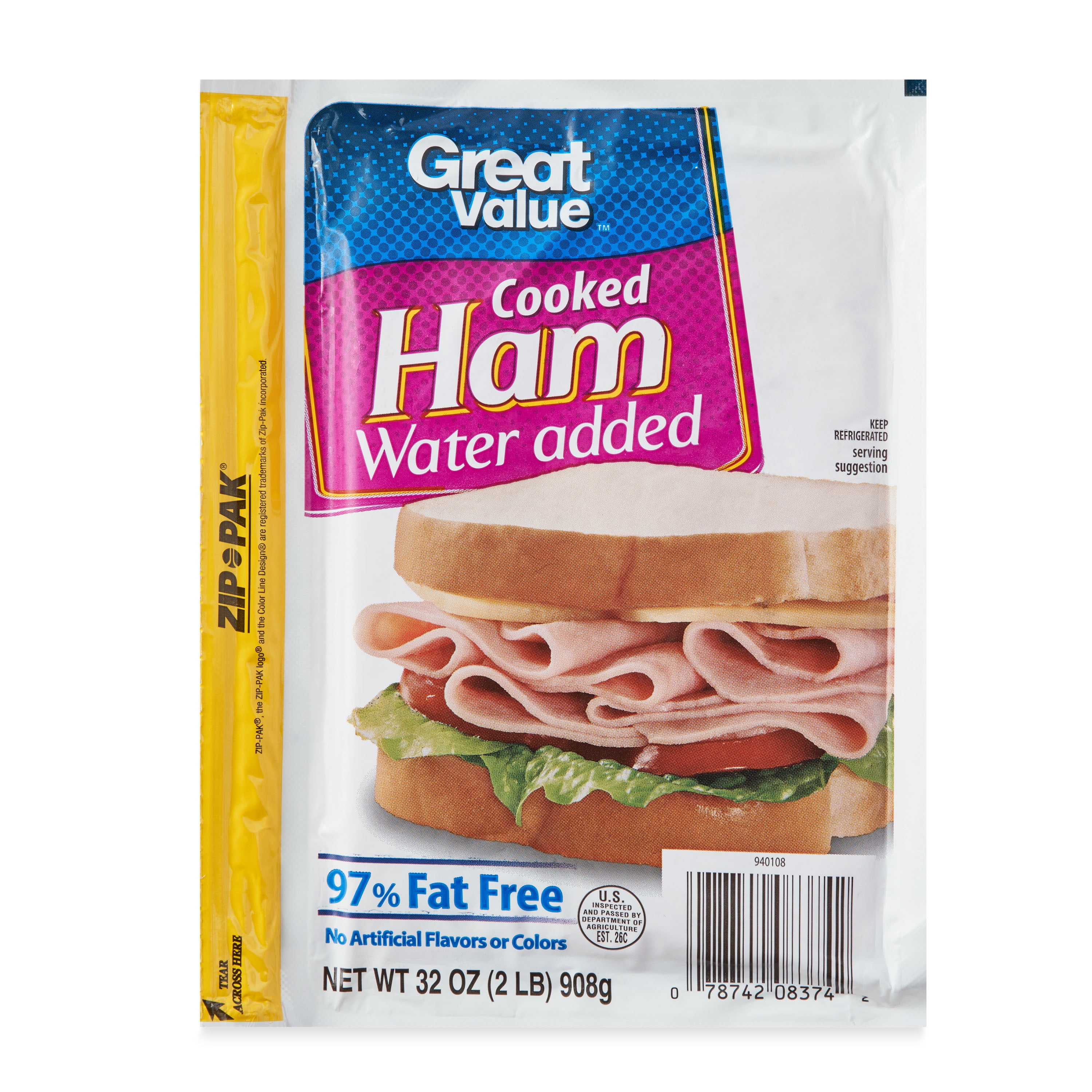 Great Value Cooked Ham, 32 oz