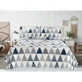 thumbnail image 4 of Marina Decoration Rich Printed Embossed Pinsonic Coverlet Bedspread Ultra Soft Bedding Summer Quilt Set with Shams, Modern Geometric Triangle Pattern, 4 of 6