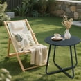 thumbnail image 3 of Hoffeorrad Outdoor Metal Side Table, 18-Inch Round & Weather-Resistant for Patio, Balcony, Garden or Indoor - Black, 3 of 6