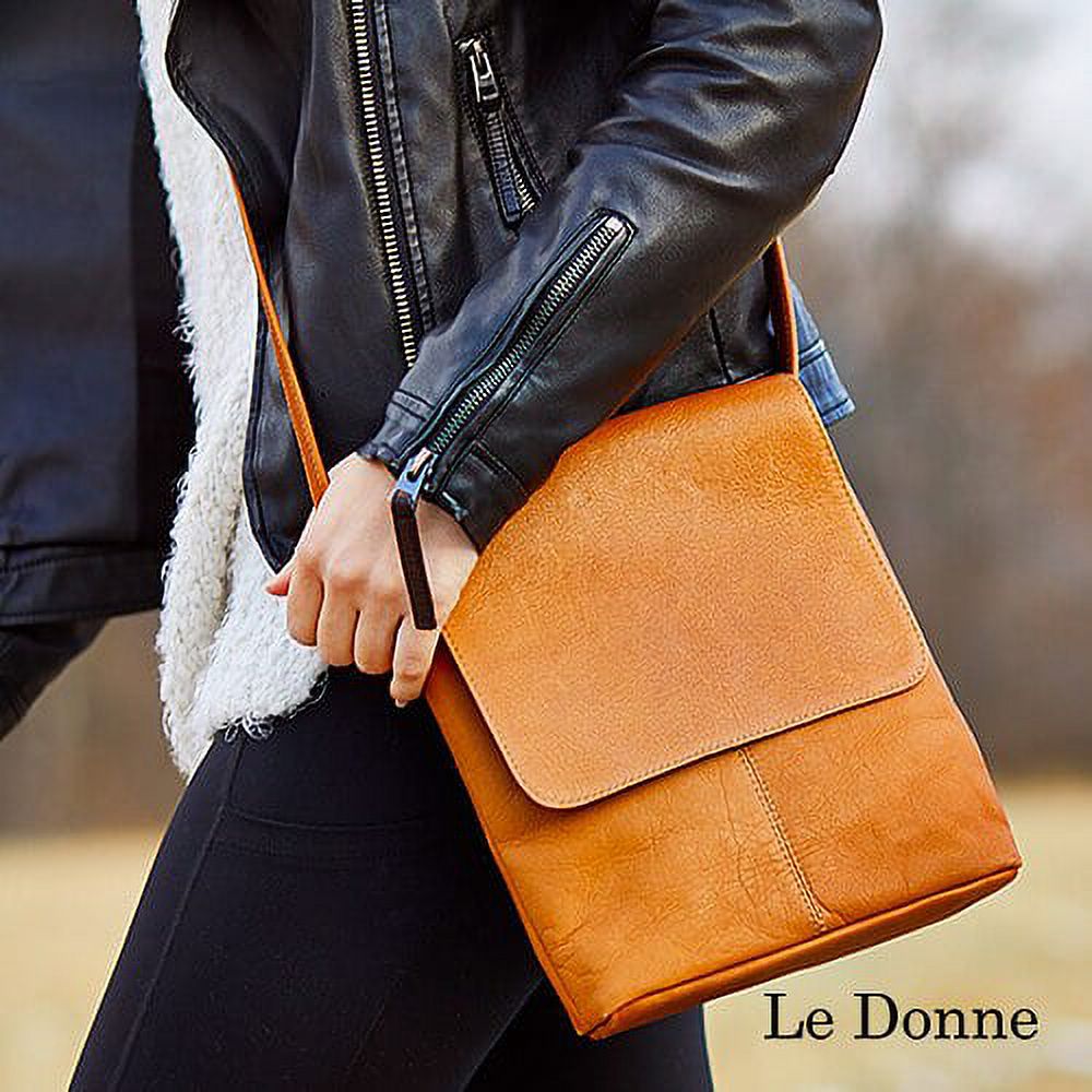 Le Donne Leather Simple Flap Over Crossbody Bag T-784 - image 2 of 8