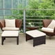 thumbnail image 4 of Costway Set de 2 Otomanas en Ratán Reposapiés de Exterior con Cojín Blando Resistente para Patio Jardín Piscina 49 x 40 x 28 cm Blanco, 4 of 8