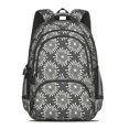 thumbnail image 2 of Geometric Flower and Sunburst Gray Backpack for School, Cute School Bag with Adjustable Shoulder Straps and Padded Back, 16.9"x12.6"x5.9", 2 of 5