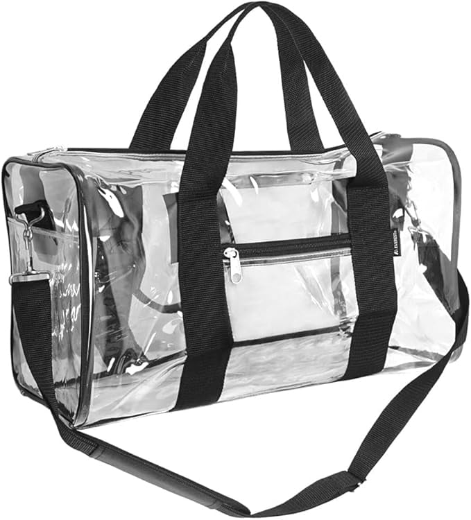 Everest Adjustable Padded Shoulder Strap Travel Duffel Bag, Clear