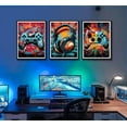 thumbnail image 3 of 3Pcs Cool Gaming Wall Art Retro Video Gamer watercolor Posters Pictures Colorful Neon Gamer pad Canvas Painting Prints for Boys Room Kids Gamer Room Bedroom for Boys Home Decoration, 3 of 6