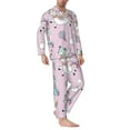 thumbnail image 3 of Bingfone Men'S Pajama Set 2 Piece Loungewear Pjs, Long Sleeve With Pajama Pants-Llama Unicorn And Rainbow, 3 of 9