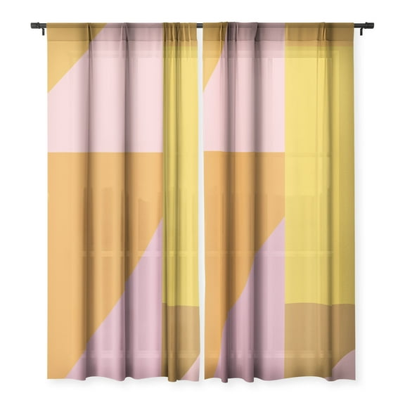 Society6 June Journal Shapes in Vintage Modern Pink Single Panel Sheer Window Curtain 50" x 108"