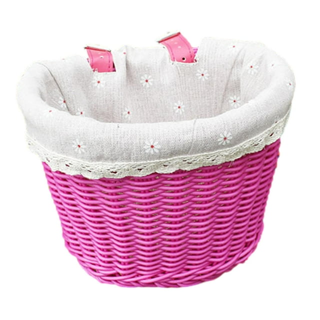Cesta de bicicleta para niños con accesorios desmontables y forro de tela, cesta portátil para colgar bicicletas. Rosa roja