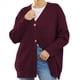 thumbnail image 2 of Suéteres de Rayas para Mujer, Suéteres de Botones Grandes, Cuello en V, Prendas de Punto Sueltas. Vino Tinto L, 2 of 7