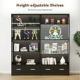 thumbnail image 6 of Anrist 5-Tier Glass Display Cabinet with LED Lights & Adjustable Shelves & 2 Drawers, Curio Cabinet for Home & Office, Black, 6 of 10