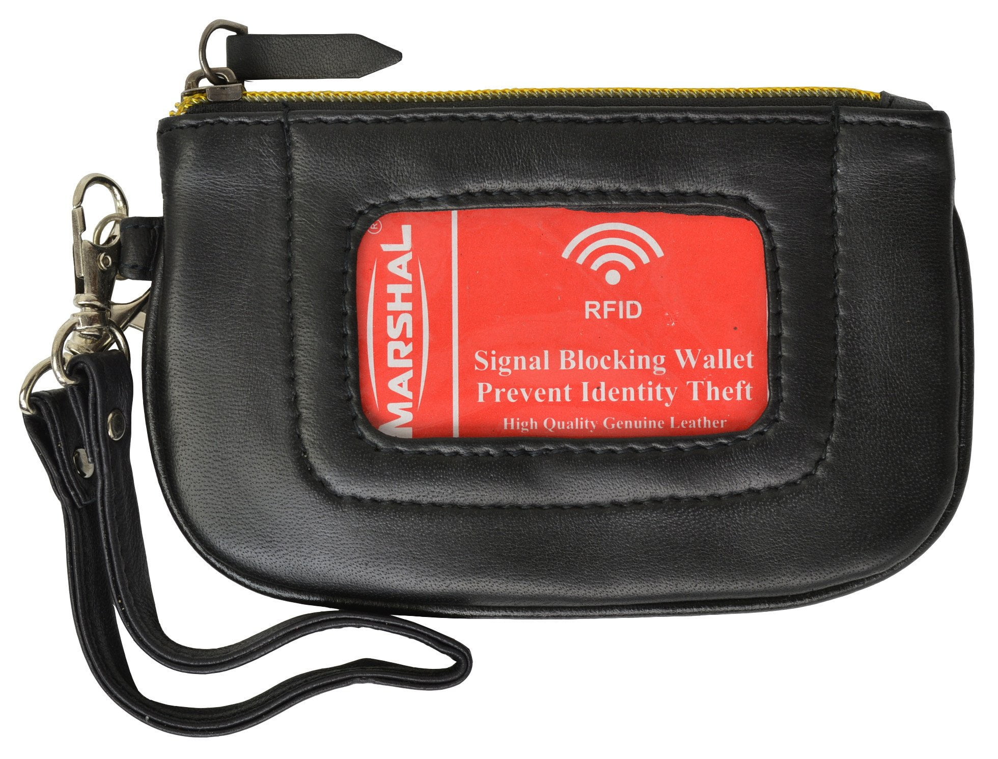 Women's Premium Leather RFID Blocking Safe Zip ID Pouch RFID P 1110 (C