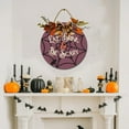 thumbnail image 5 of Eveokoki Halloween Decorations Door Sign, 11 Inch Rustic Eat Drink & Be Scary Wooden Hanging Sign for Front Door, Wreath with Bow Party Indoor Outdoor Decor Home, 5 of 5