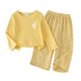 thumbnail image 5 of Xyant Toddler Baby Girl Clothes Long Sleeve Cotton Ribbed Top Gingham Wide Leg Pants Set 2 Pcs Fall Outfits,Size 6-9 Months, 5 of 9
