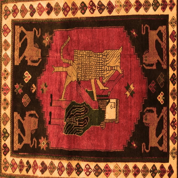 Ahgly Company Indoor Square Animal Orange Traditional Area Rugs, 3' Square