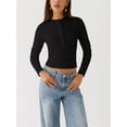 thumbnail image 2 of Nygoyerh Women Crop Tops Long Sleeve T-shirt Henley neck Blouse Solid Pullover Slim Fit Ladies Tops for Fall, 2 of 7