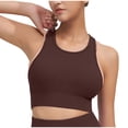 thumbnail image 4 of Bigersell Yoga Sports Bra Women T-Back Workout Crop Tank Tops with Built in Bras Solid Wireless Sports Bras Sleeveless Cropped Tank Tops Comfort Soft Pull-On Closure Padded Bra Coffee L, 4 of 5