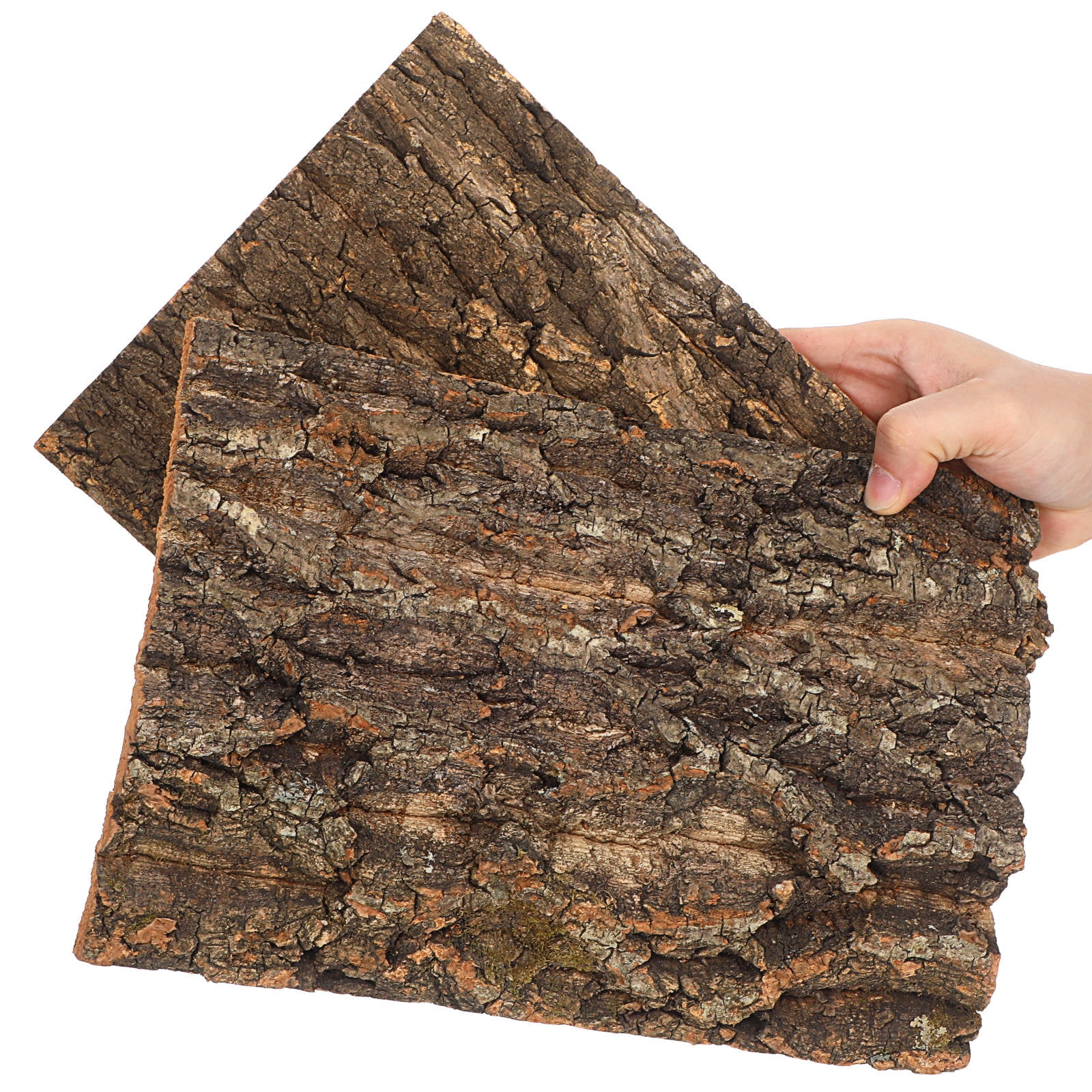 MOKKHNB Natural Reptile Tree Bark Platform in Light Brown, 2 Pieces - Decorative Habitat Accessory