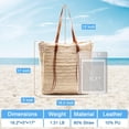 thumbnail image 5 of Miss Fong Bolsa De Playa Bolsas De Playa Para Mujer Bolsa De Paja Bolsa De Playa Bolsa De Playa De Paja Con Bolsillo Interior Con Cremallera Y Asa De Cuero, 5 of 5