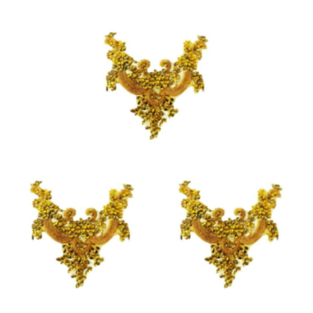 Wweixi Fine Workmanship Applique Sew On Beads Trim Patches For Beautiful And Fashionable Designs Acrylic Durable For Long Time yellow 3Set