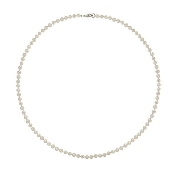 White Organic Cultured Freshwater Potato Pearl Knotted Necklace with Sterling Silver Clasp (4.5-5mm), 20"
