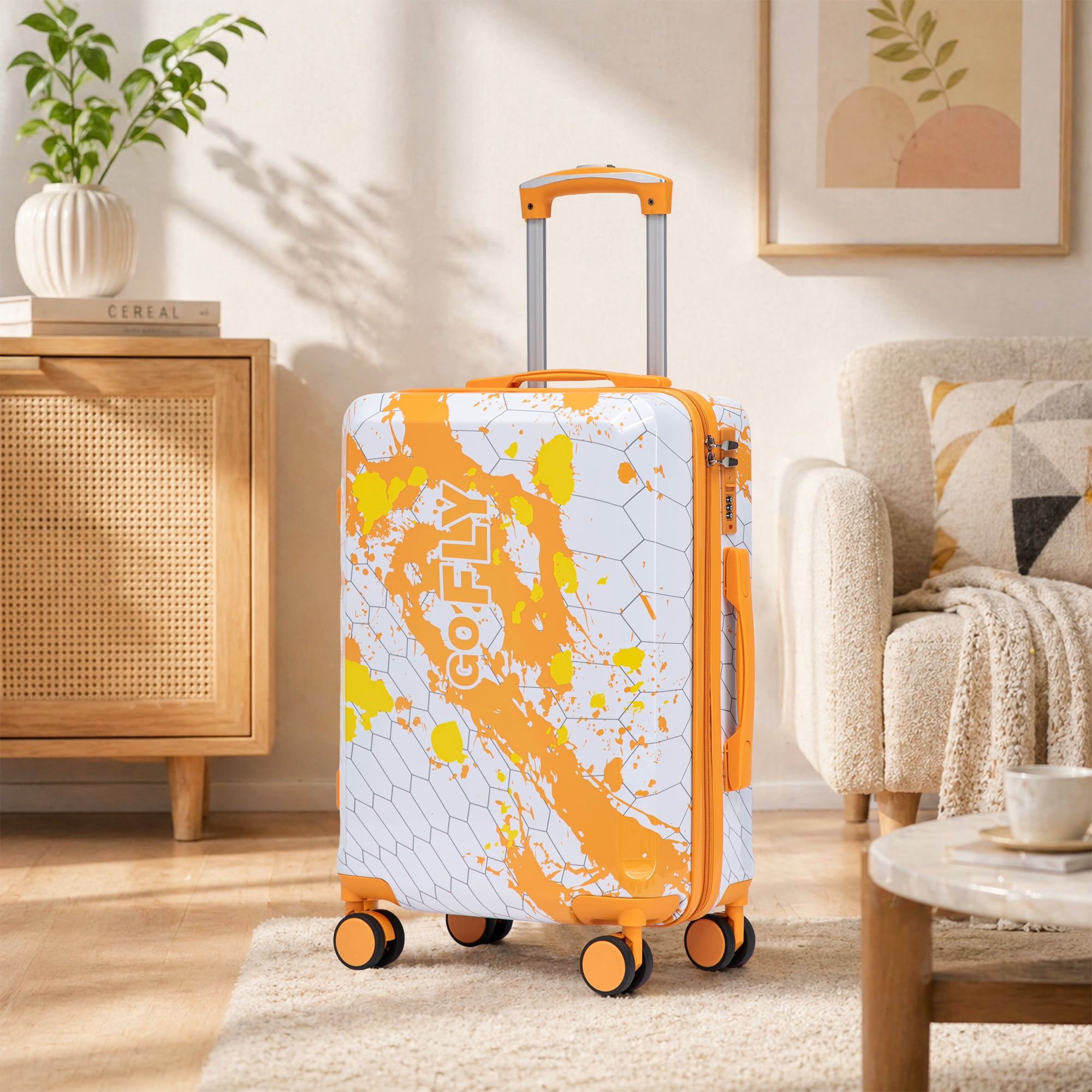 Leumius 20" Hardside Carry-on Suitcase – Expandable Spinner Luggage for Travel, Orange