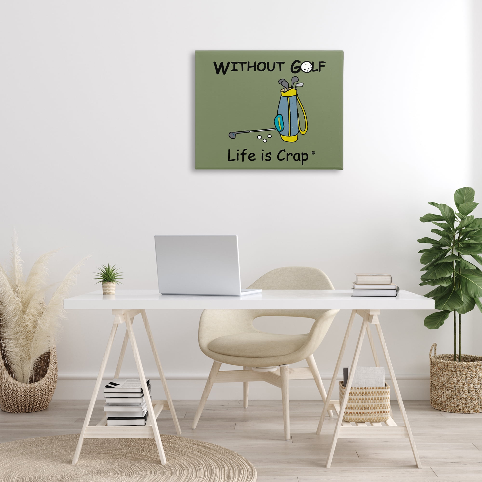 Stupell Industries Life Crap Without Golf Novelty & Humor Painting Wrapped Canvas Art Print Wall Art, 30 x 24