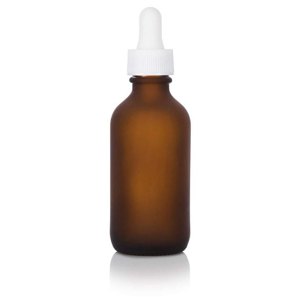 Download Frosted Amber Glass Boston Round Dropper Bottle With White Top 2 Oz 60 Ml Walmart Com Walmart Com