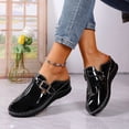 thumbnail image 2 of Womens Closed Toe Wedge Sandals Fashion Patent Leather Wide Width Platform Mules Comfortable Non Slip Work Clogs Black Size 8, 2 of 6