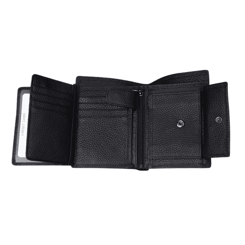 Havilah Men’s Wallet Leather 3-Folding Card Holder RFID Blocking Black