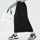 thumbnail image 5 of 2024 Nuevo estilo de ropa de trabajo americana de cintura alta, adelgazante, informal, con abertura lateral, vestido largo holgado, diseño fresco de longitud media, 5 of 5