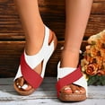thumbnail image 5 of IUJSOY Womens Criss Cross Platform Wedge Sandals Open Toe Heels Sandals for Casual Summer Slide Shoe, 5 of 6