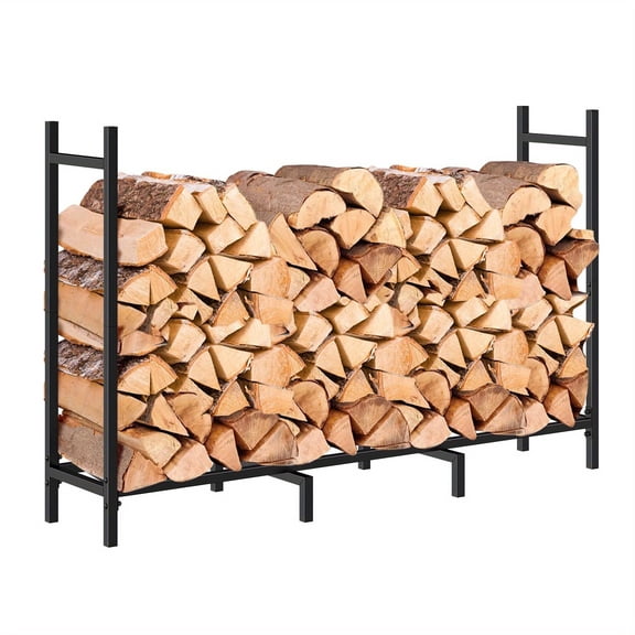 [Heavy-Duty Metal Firewood Rack] 4ft Adjustable Heavy-Duty Metal Firewood Rack - Indoor/Outdoor Wood Storage Stand with Wide Base for Fireplace