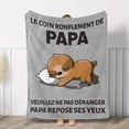 thumbnail image 4 of French Dad Gift Throw Blanket Soft Flannel Contemporary Blanket Cute Sloth Design "Best Dad Ever" Phrase All Season Sofa Bed Blanket Father's Day Birthday Christmas Couch Blanket, 4 of 7