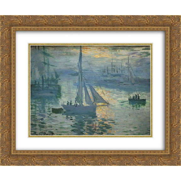 Claude Monet 2x Matted 24x20 Gold Ornate Framed Art Print 'Sunrise, The Sea'