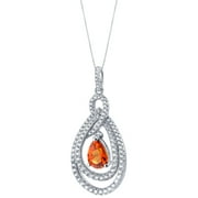 2.5 ct Pear Shape Orange Created Padparadscha Pendant Necklace in Sterling Silver, 18"