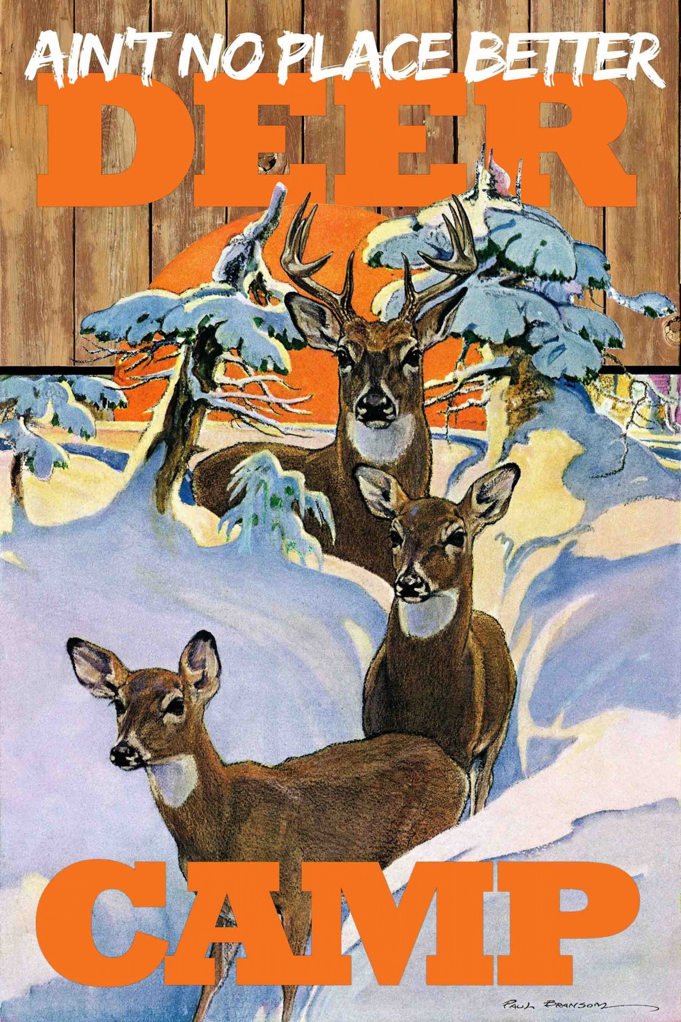 Marmont Hill Inc Marmont Hill - "Deer Camp" by Saturday Evening Post Painting Print on Canvas - Multi-color