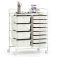 thumbnail image 1 of Costway 12-Drawer Rolling Storage Cart with Removable Drawers & Lockable Casters for Office White, 1 of 10