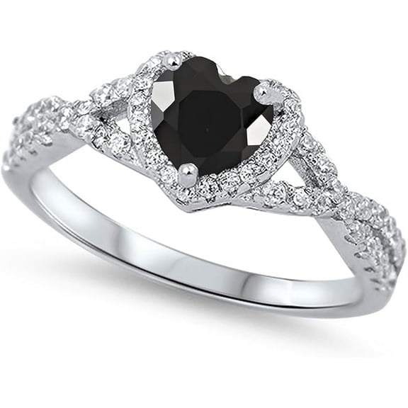 Divine_creation 3.00 Ct Heart Cut Black Diamond Engagement Wedding Thanksgiving Christmas Halo Ring 14K White Gold Plated 925 Sterling Silver For Women's -4