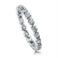 thumbnail image 3 of TwoBirch Platinum Plated Sterling Silver Swirl S Prong Set Round Cut Moissanite Eternity Ring (GRA CERTIFIED) (2.5MM) (Size 7), 3 of 4