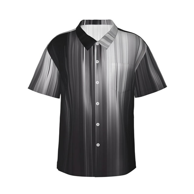 Fotbe Monochrome Abstract Lines Camisa Hawaiana para Hombre Unisex – Camisa Casual de Verano con Botones de Manga Corta de Algodón y Lino,XX-Large