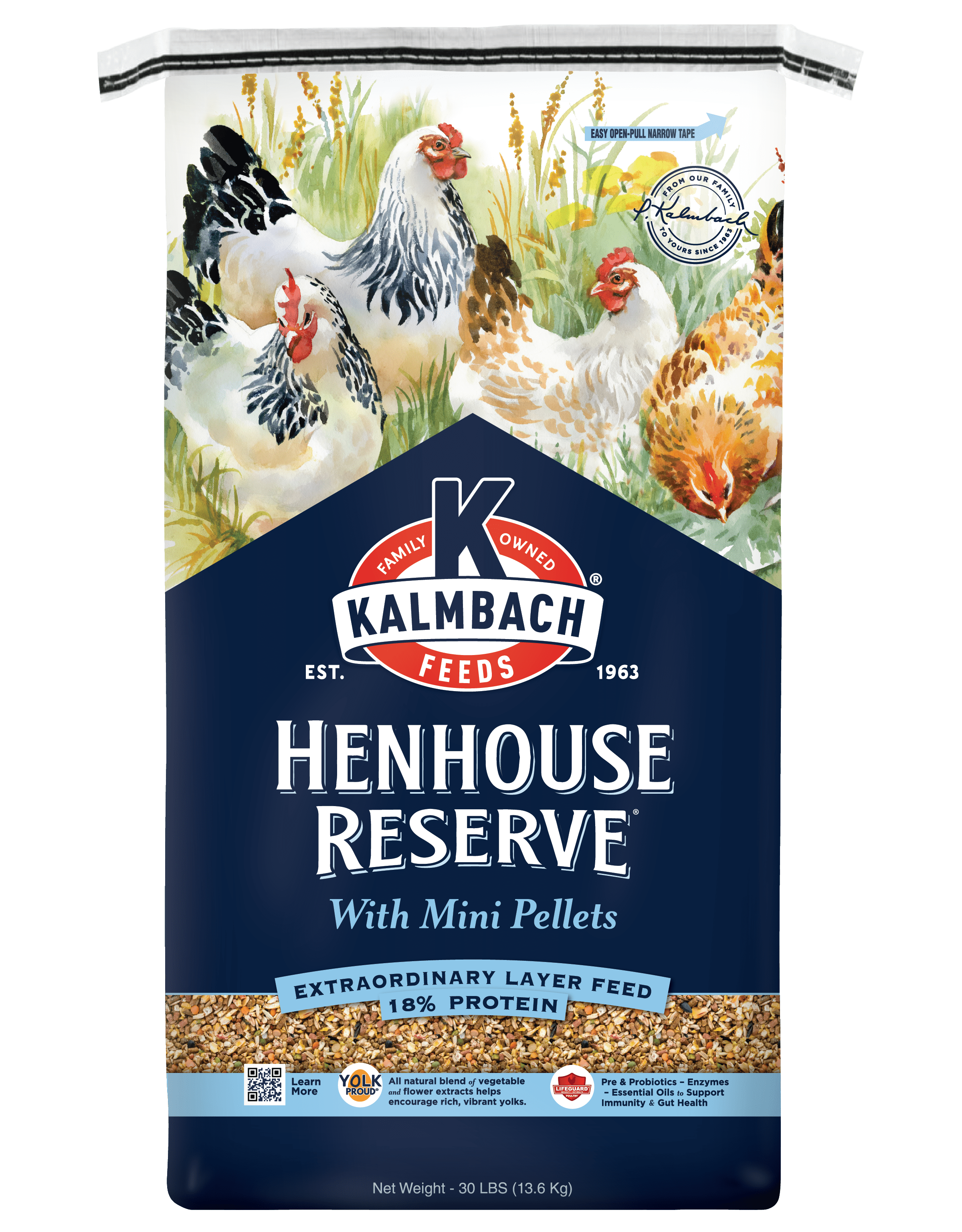 (3 pack) Kalmbach Feeds 18% Henhouse Reserve Extraordinary Whole Grain Layer Feed for Chickens 30 lb bag