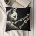 thumbnail image 3 of YINGXI Funny Skull Hand and Gray Cat Throw Pillow Covers，Cat Lovers Gift，Hallowmas Farmhouse Outdoor Cat Lovers Room Throw Pillow Case Cushion Cover Couch Decorative Square 12x12in, 3 of 5