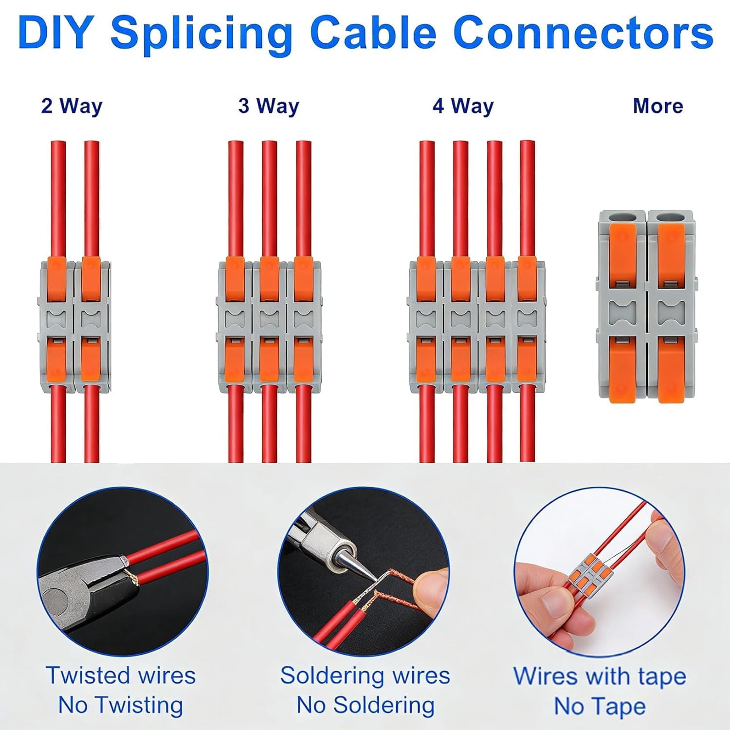 Universal Quick Lever Electrical Wire Connectors,28-12 Awg Mini Quick Connectors Push-in,1 in 1 Out Electrical Wire Butt Splice Inline Terminals,Household Electrical Connectors Flame Retardant (#C)