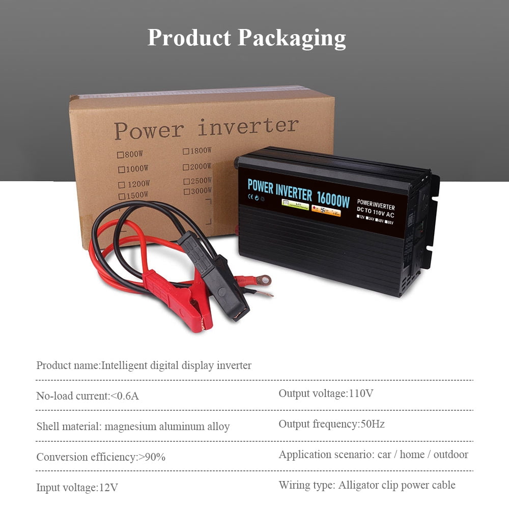 DFITO Power Inverter, 12V, 8000W Continuous, 16000W Surge, LCD Display, DC to AC Auto Converter for Car