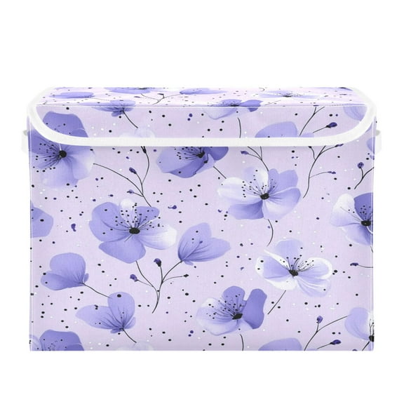 Storage Box With Lid 16.5x12.6x11.8In Foldable Stacked Household Storage Box Colorful Blue Flower