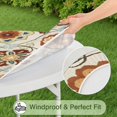 thumbnail image 5 of Large Bloom Floral 44Inch Boho Round Tablecloth with Elastic Hem, Stretchable Table Cover Fits 38"-42" Tables, Spill Resistant Material, 5 of 7
