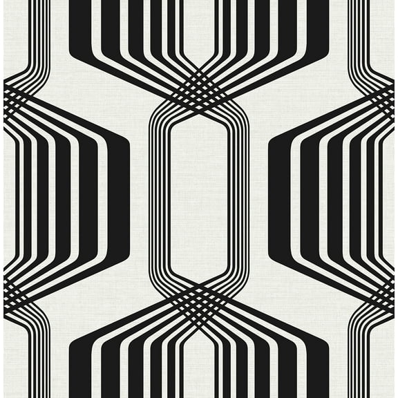 NextWall Ebony Striped Geo Peel and Stick Wallpaper