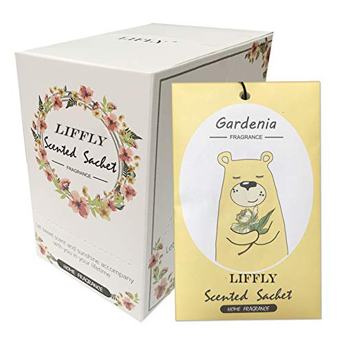 LIFFLY 14 Packs Gardenia Scented Sachets fit Drawers and Closets