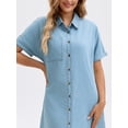 thumbnail image 5 of DARING DIVA Midi Denim Short Sleeve Button Down Tunic Jean Dress 2XL Light Blue, 5 of 7