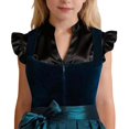 thumbnail image 3 of Krdevn Ruffle Sleeve Button Front V-Neck Crop Top Casual Dressy Blouse (Little Girls, Big Girls),9-10 Years, 3 of 4