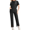 thumbnail image 2 of Womens Scrub Sets 2026 Spring Summer Short Sleeve Scrub Top & Jogger Scrub Pants Quick Dry Nursing Scrubs Set Stretch Uniform Suits with Pockets Black XL, 2 of 3